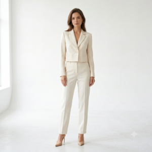 Women's cream cropped blazer by Lumora