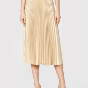 Women's beige pleated midi skirt by Lumora