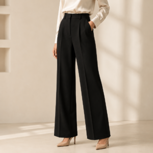 Women's black tailored wide-leg trousers by Lumora